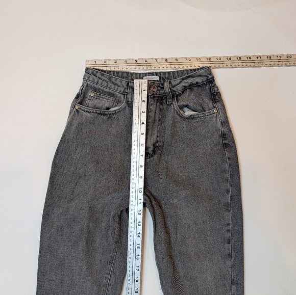 WEWOREWHAT Dark Black Wash Straight Leg High Rise Denim Pants Women 26 - Picture 4 of 7